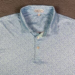 Peter Millar Summer Comfort The Lizard King Polo Shirt Mens L Blue Performance